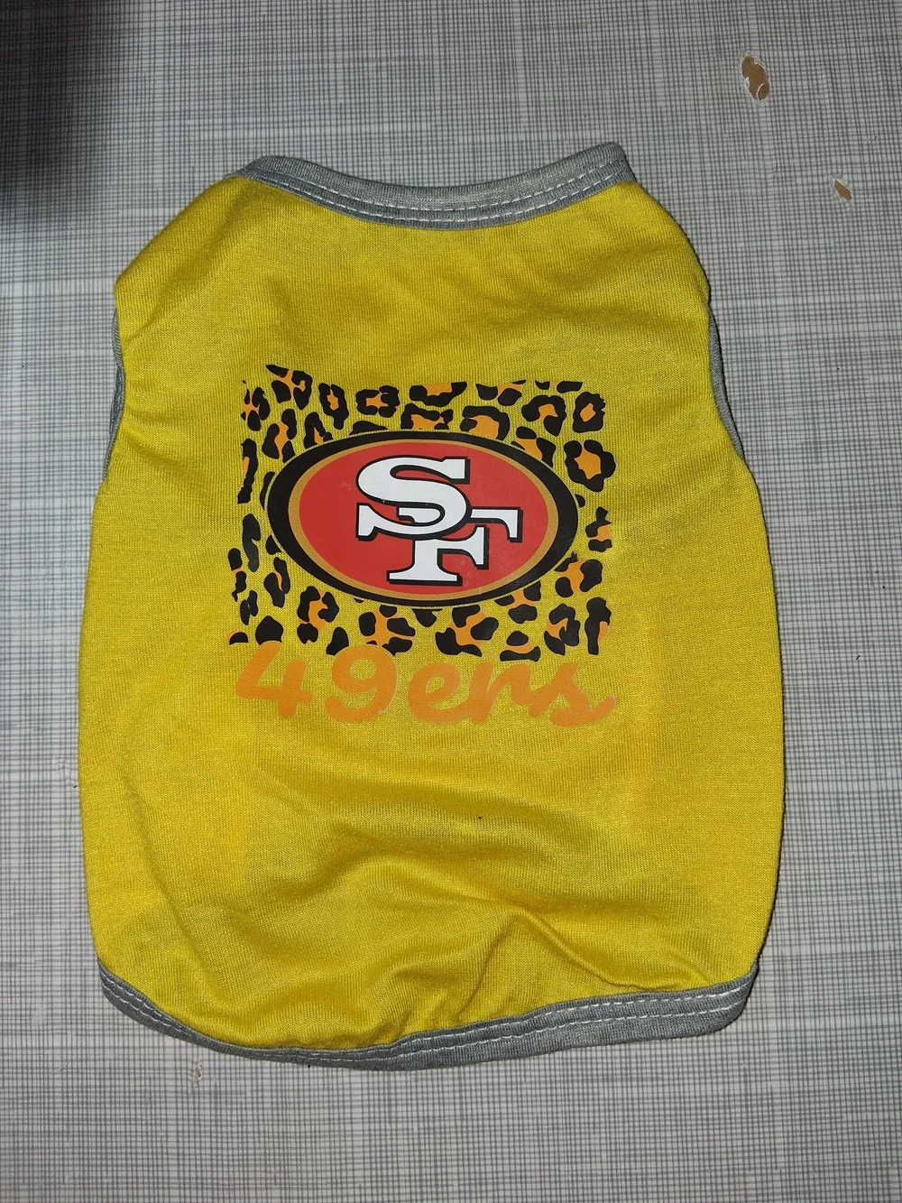 NFL San Francisco 49ers Team Yellow Leopard Pet Jersey - Dog / Cat Tee Size S/M